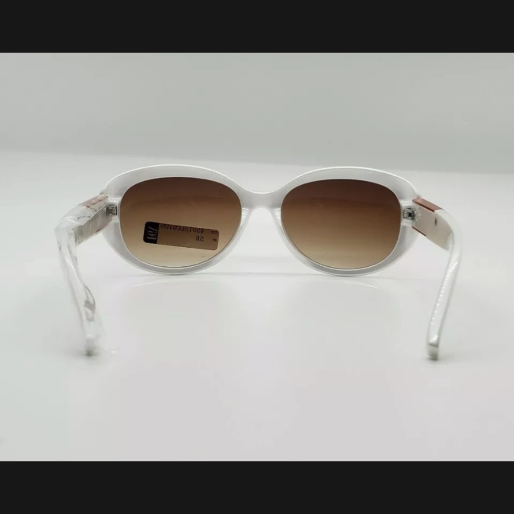 White Rectangular Sunglasses Temple Bling - Picture 3 of 9